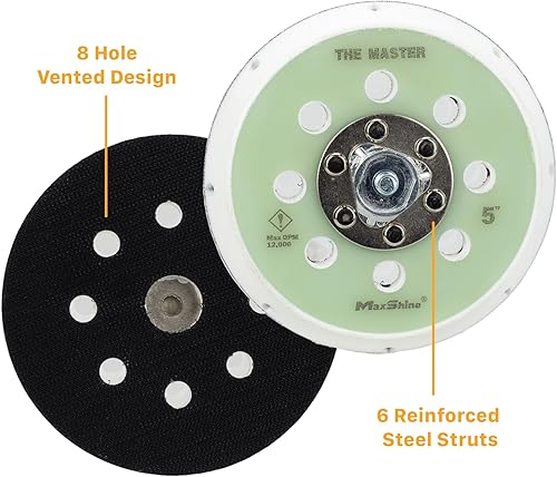Miniatura 2 de Maxshine Placa universal de respaldo de doble acción de gancho y bucle de 5 pulgadas, compatible con pulidores de doble acción, rosca de 516