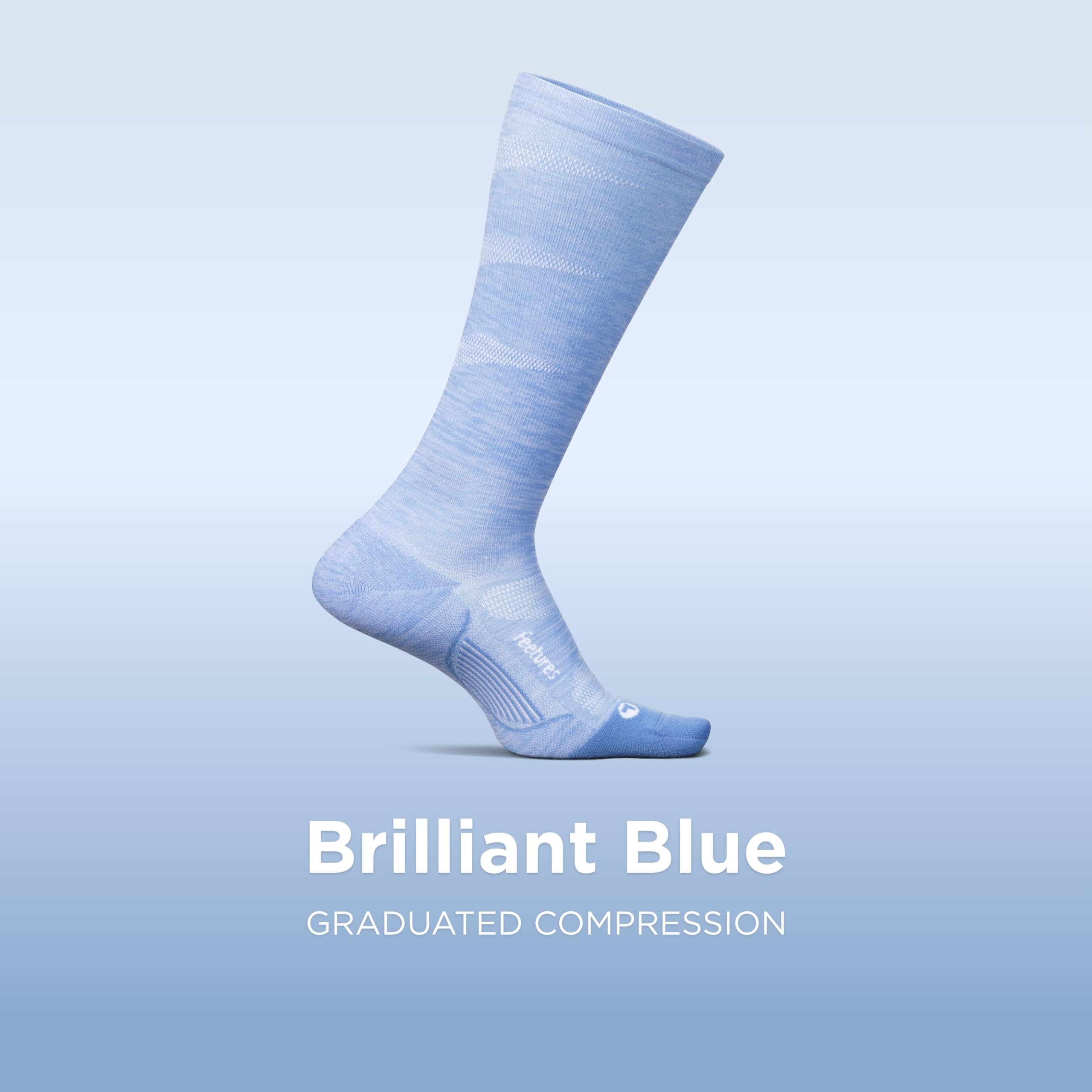 Feetures Compression Knee High Socks - Graduated Compression Socks for Women & Men - Brilliant Blue, M (1 Pair)