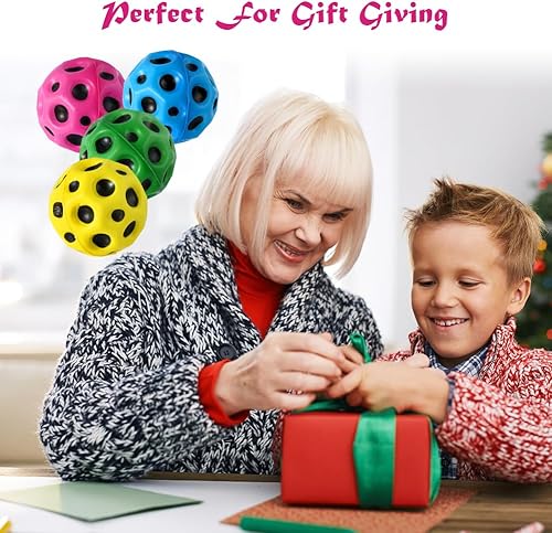 Miniatura 8 de Lflwacy 4 pelotas espaciales, pelota de rebote súper alta, bolas espaciales de juguete para niños y adultos, fácil de agarrar y atrapar, mejora la