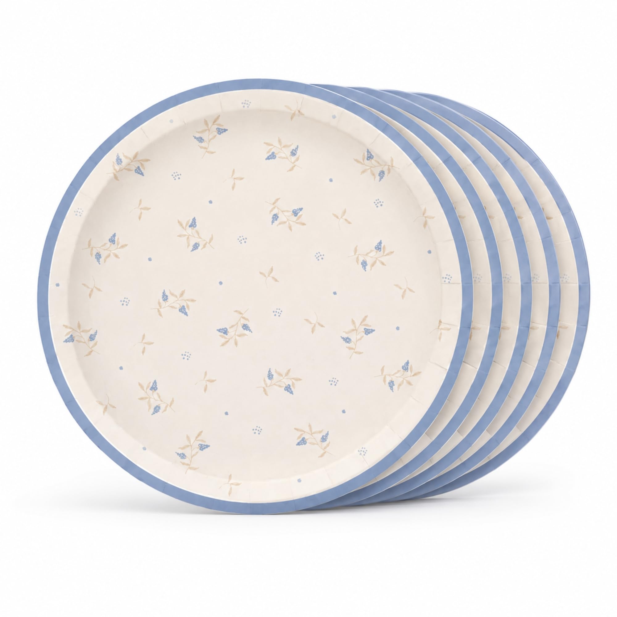 Platos de cartón, Platos Desechables cartón (6, Flores Azul, 23 cm) - imagen 1