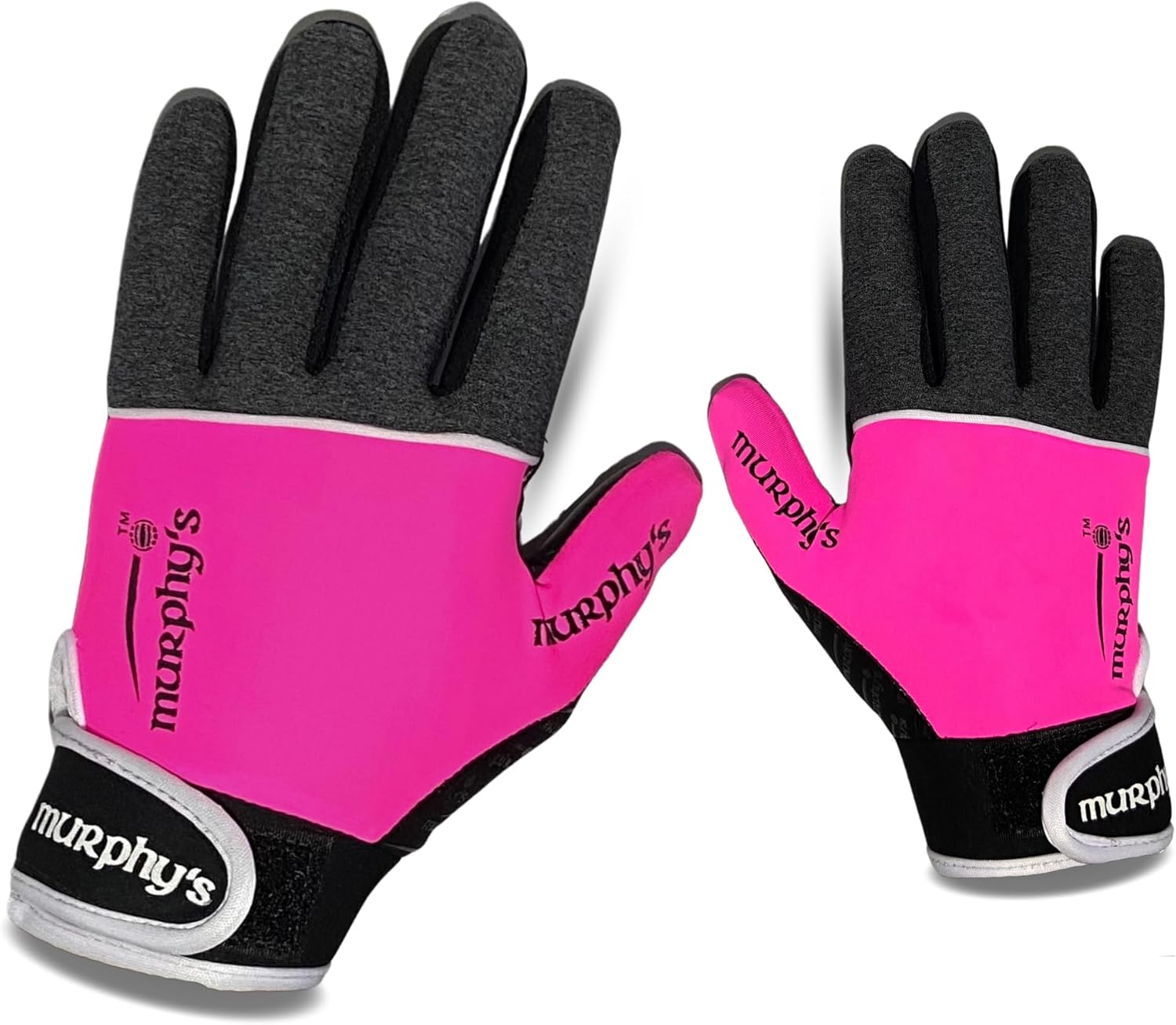 Murphys V2 Gaelic Football Gloves, Premium Latex Field Players Mittens, Durable Hook and Loop Closure, Grey and Red, 5 / Under 10Y