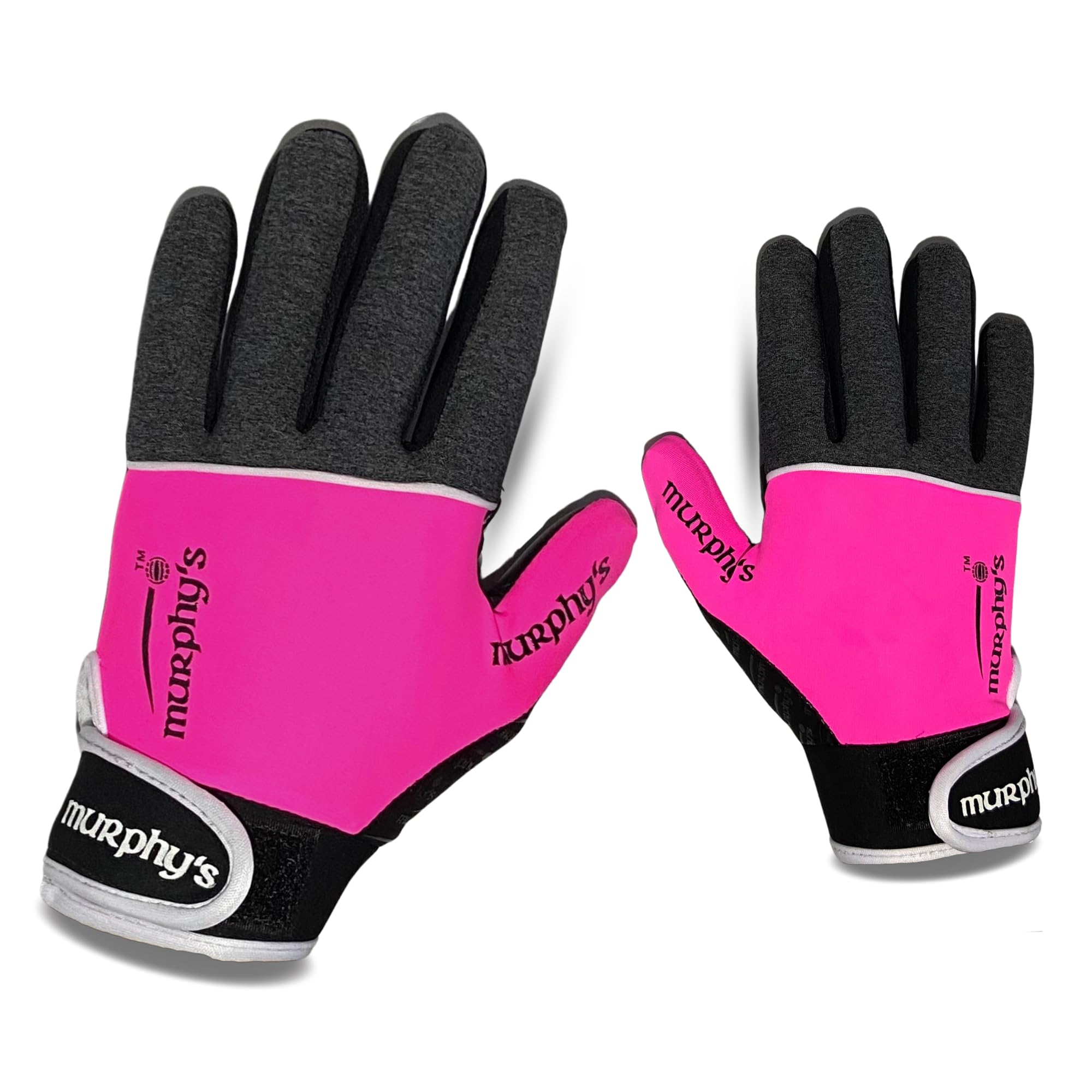 Murphys V2 Gaelic Football Adult's Gloves, Premium Latex Field Players Mittens, Durable Hook and Loop Closure, Pink and Black, 7, Extra Small