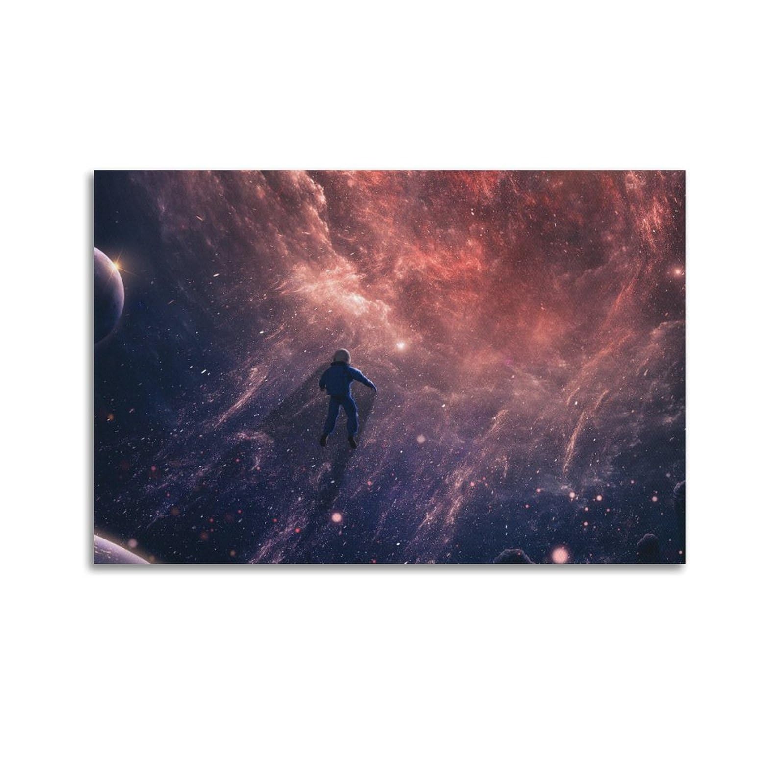OKAHYS Astronaut Black Hole Space Poster Decorative Painting Canvas Wall Artworks Picture 24x36inch(60x90cm)