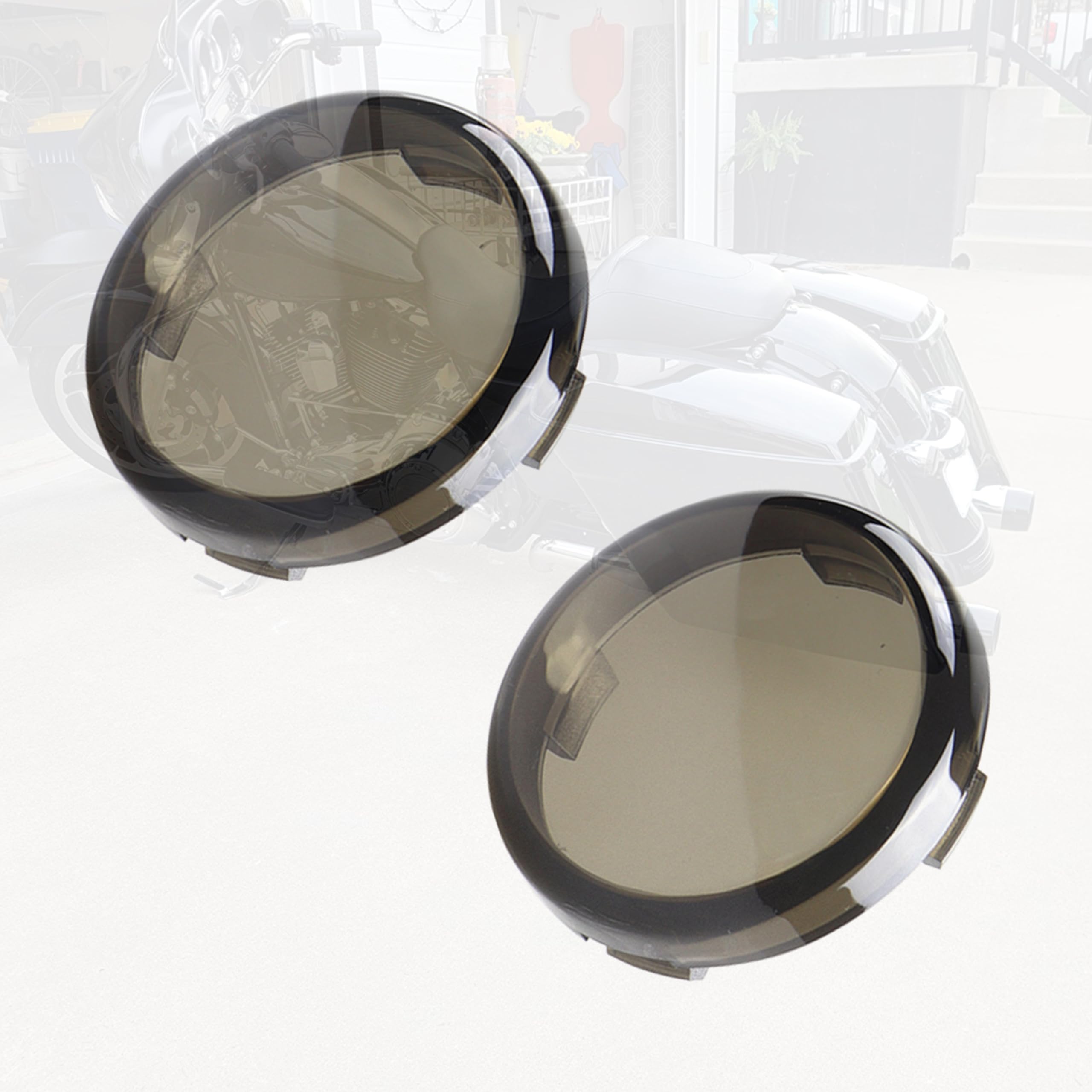 LIUJJYH Smoked 2 Inch Bullet Front Rear Turn Signals Lens Cover for Harley Dyna Sportster Touring Road Glide Road King Softail Electra Glide Street Glide