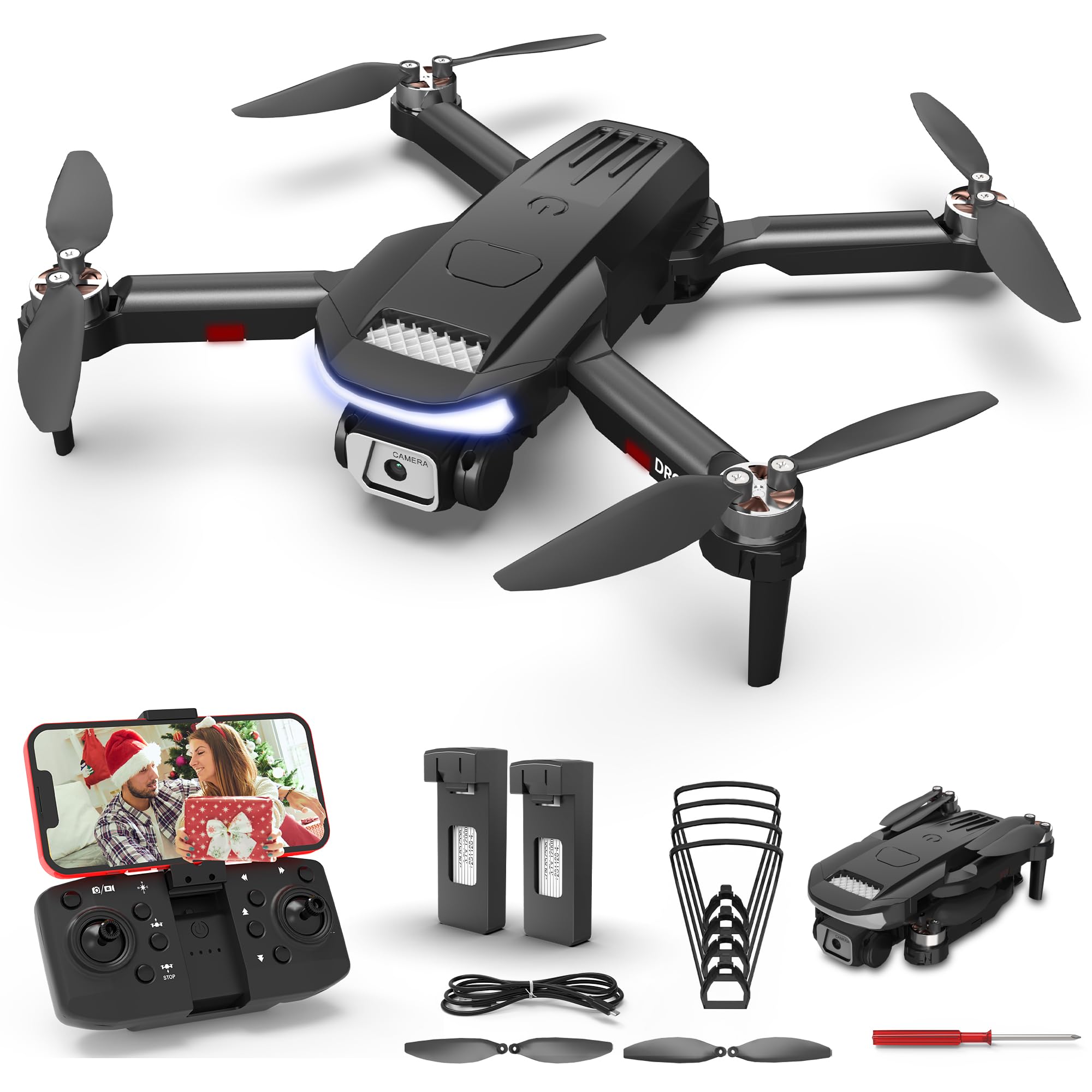 Wipkviey B15 Drones con Cámara 4K HD-para Adultos y Principiantes, Quadcopter RC con Motores Sin Escobillas, Nivel 5 de Resistencia al Viento, Transmisión 5G FPV y 2 Baterías (30 Minutos de Vuelo)