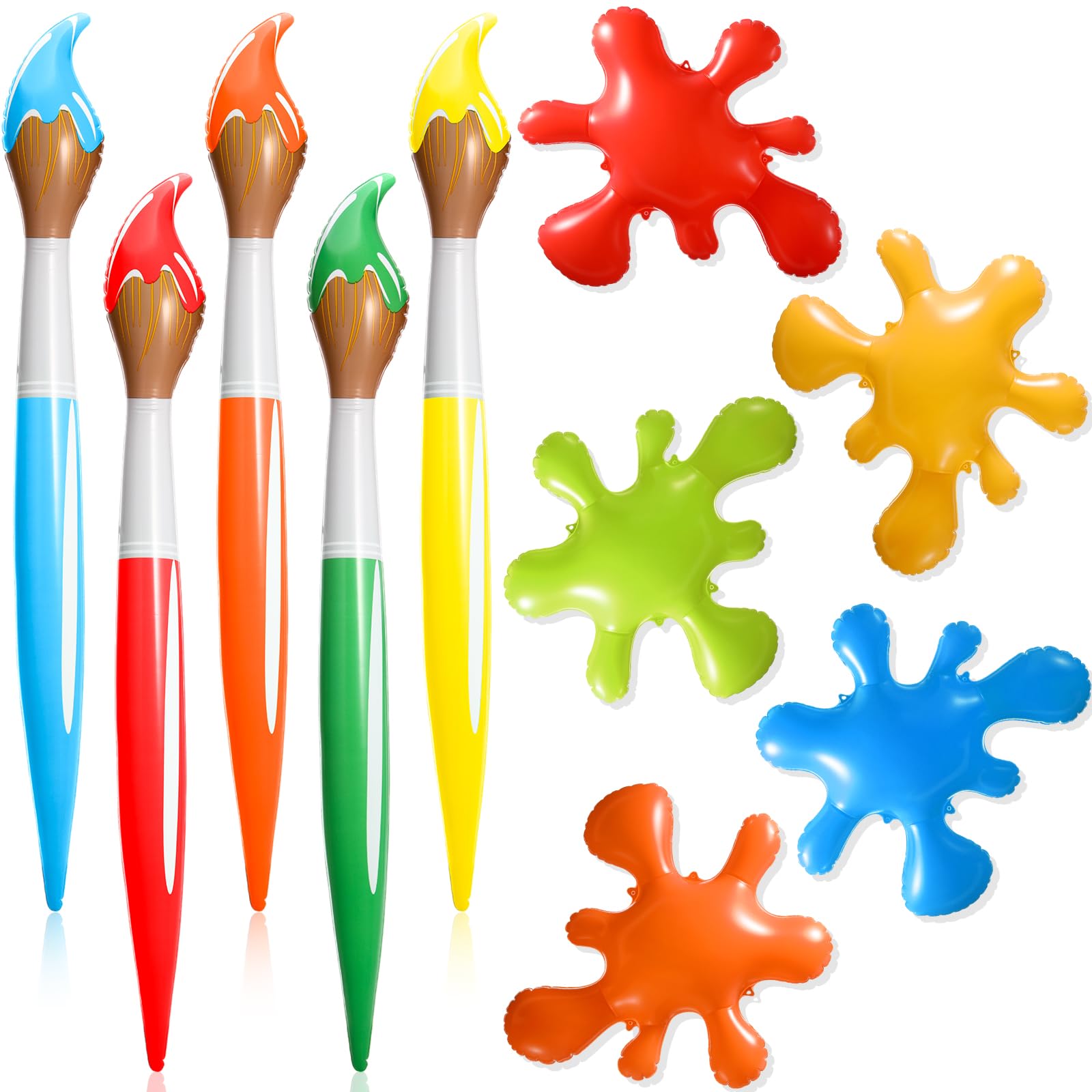 Photo 1 of 10 Pcs Colorful Art Party Decorations Set 43.3 Inch Giant Inflatable Crayons Blow up Paint Brushes Balloons 15.75 Inch Large Paint Splatter Balloons Prop Kit for Birthday Party Favor