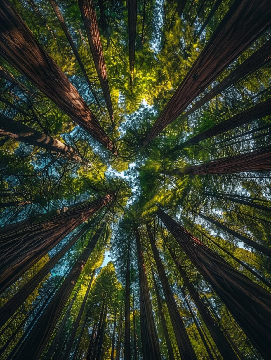 5D Diamond Art Painting Kits Vast Redwood Trees Seen from Looking Up DIY Round Full Drill Diamond Paint by Diamond Number Kits for Beginners Crystal