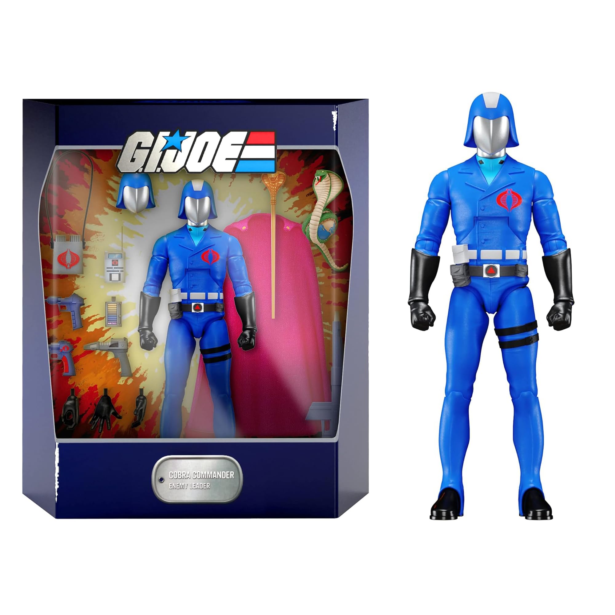 Super7ULTIMATES! G.I. Joe Cobra Commander - 7" G.I. Joe Action Figure with Accessories Classic Cartoon Collectibles and Retro Toys