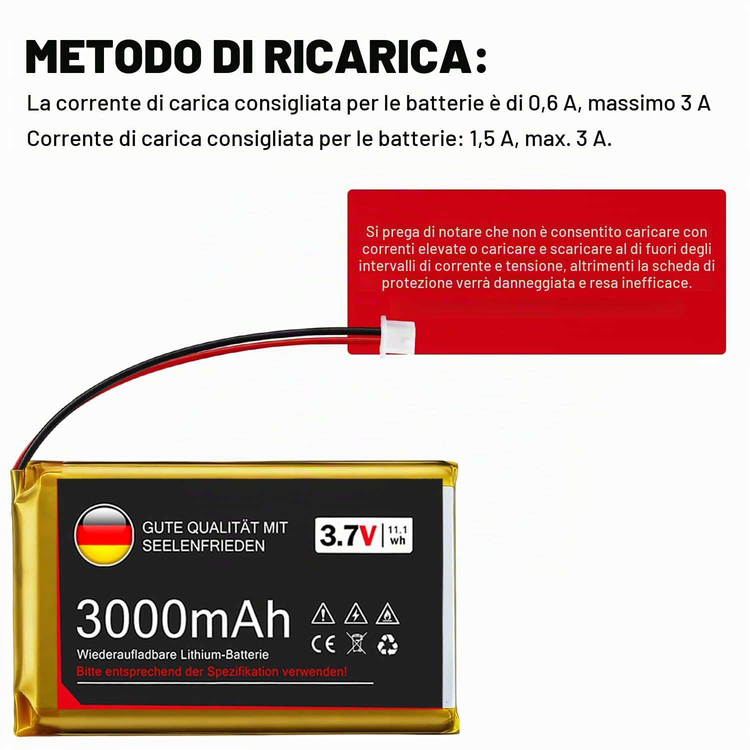 3.7V 3000mAh batteria al litio 1S 1C LiPo con scheda di protezione, connettore micro JST 1.25 per Arduino Node MCU ESP32 scheda di sviluppo (4pcs)
