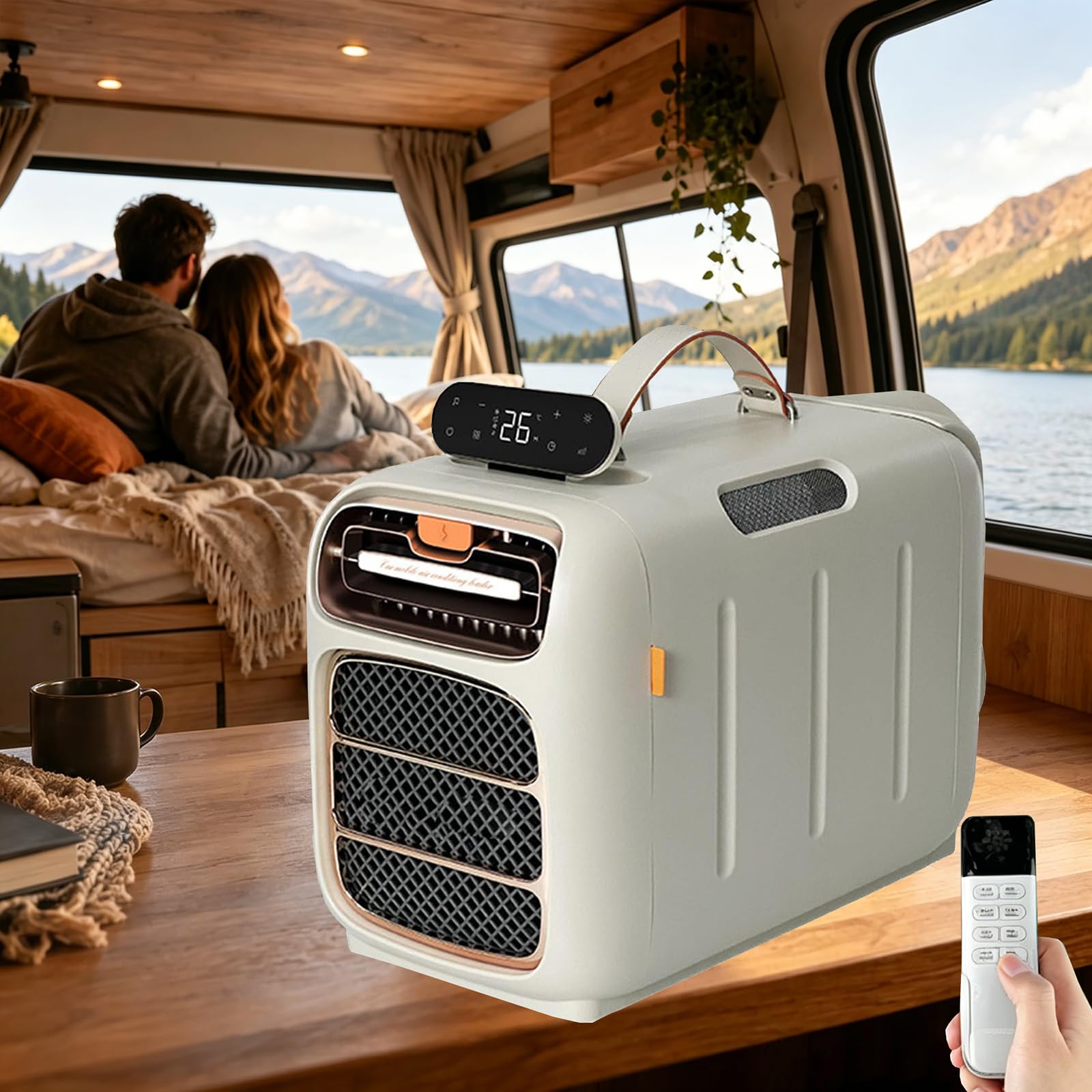 ZHZWwansuGE Portable Camping Air Conditioner, 4700 BTU Portable Air Conditioner, 4 Modes + 12-Hour Timer, Self-Evaporation Design, With Remote Control, For Tents, Rvs, Campervans