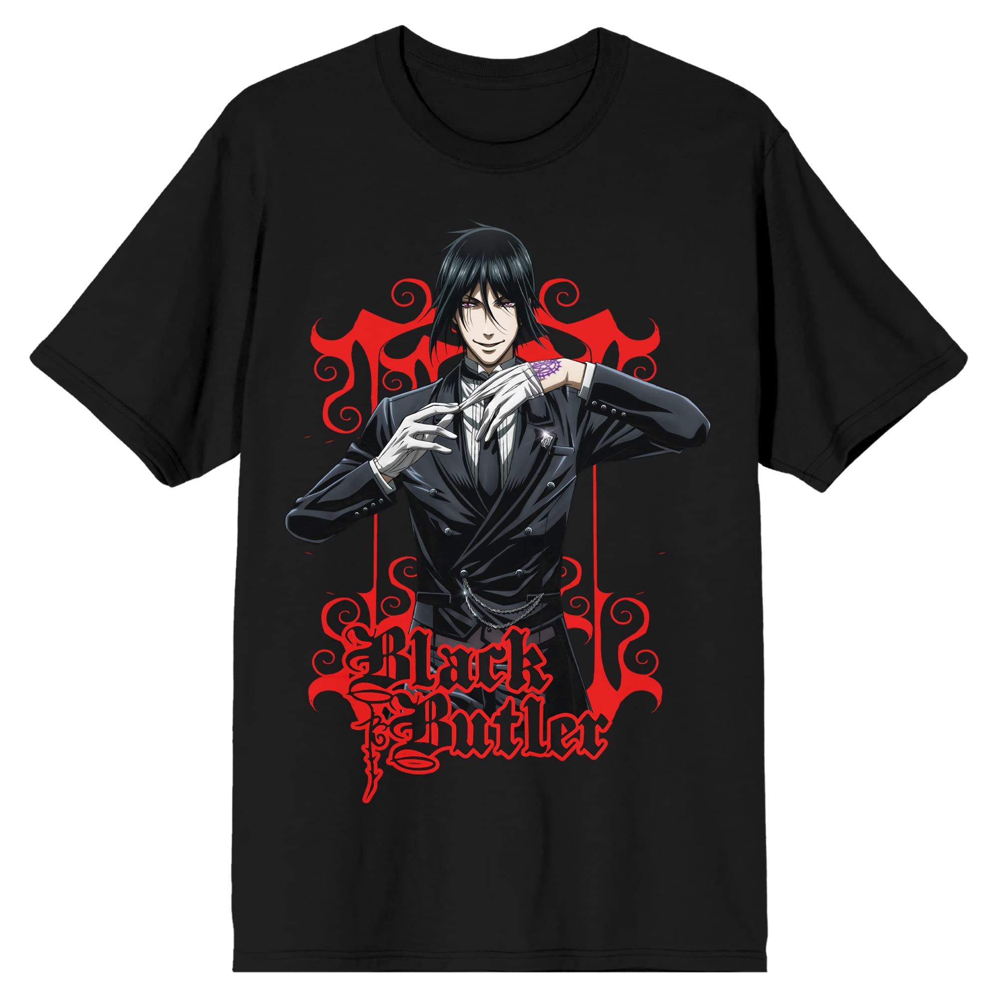 Bioworld Black Butler Sebastian Character Charcoal Gray Graphic Tee