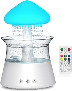 Diffuserlove Cloud Humidifier Rain Water Drip Diffuser Humidifier with Remote Waterfall Lamp Mushroom Humidifier Rain Sounds White Noise Humidifier Air Humidifiers for Bedroom Desk