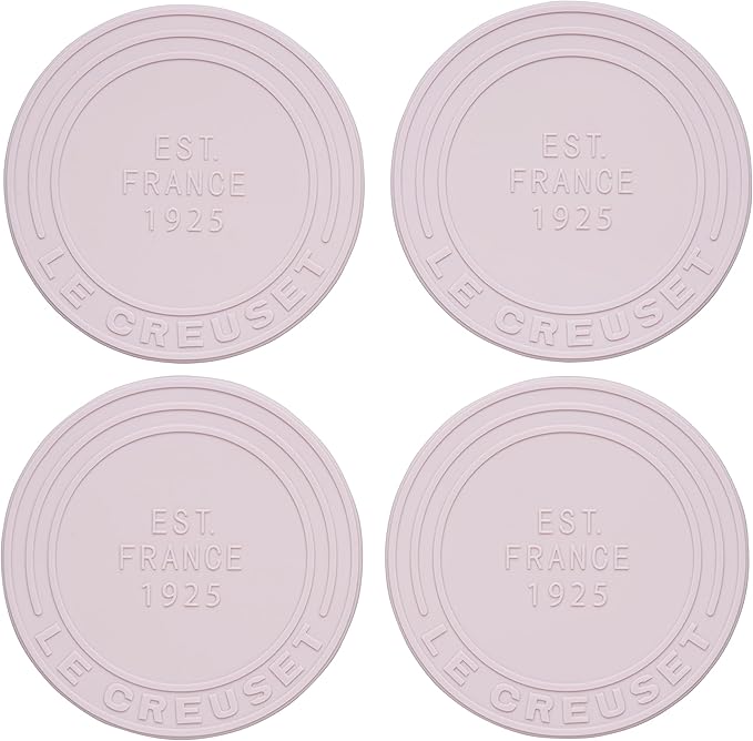 Le Creuset Set of 4 Silicone Coasters (est. 1925), 4", Shallot