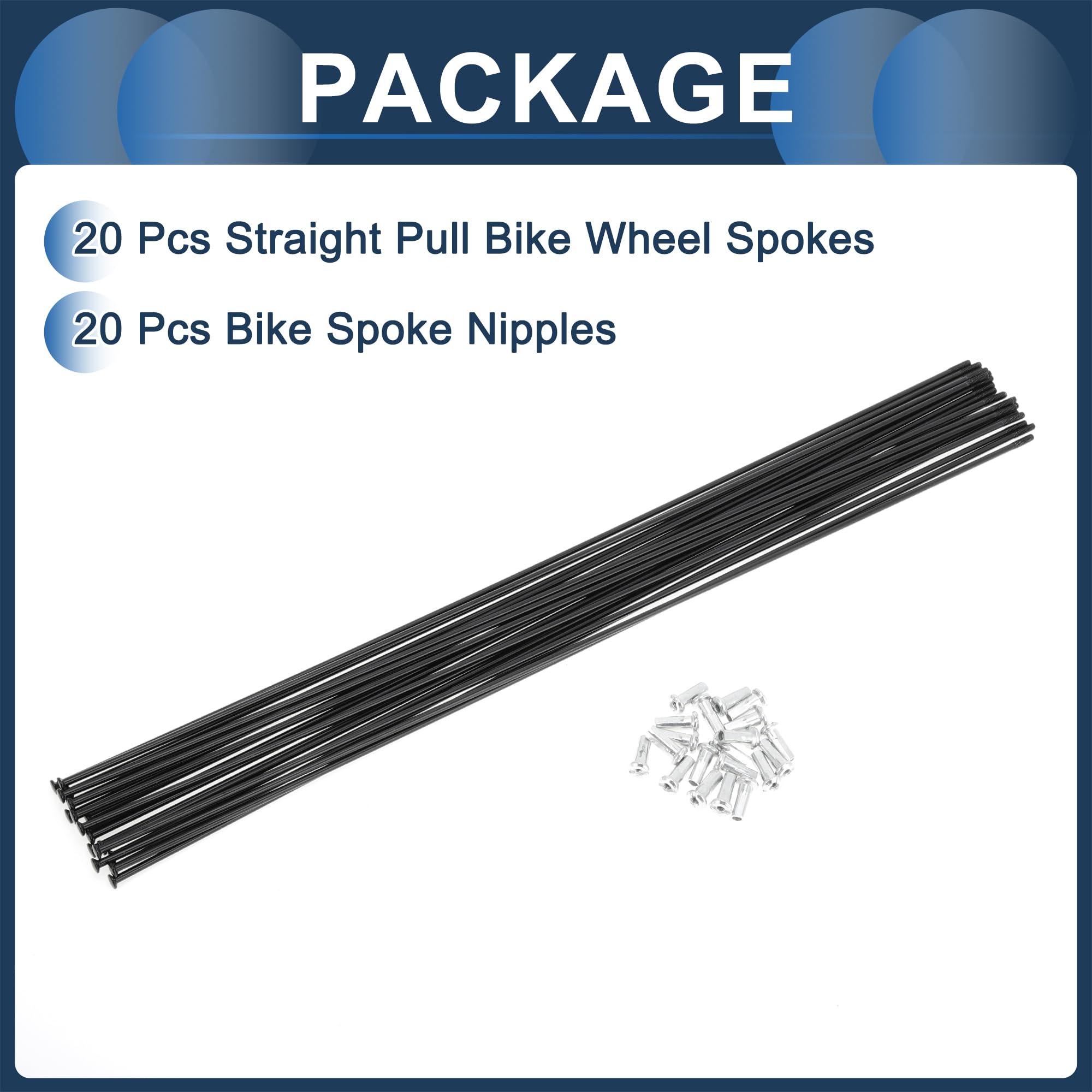 20 Stück 14G Fahrradspeichen Aus Carbonstahl Schwarz 299mm | 299mm Länge, 2mm Durchmesser, Verzinkte Nippel, 20 Nippel, Für Radaufbau, Progressive Hammertechnologie