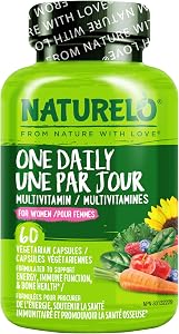 NATURELO One Daily Multivitamin for Women w/Vitamin B12, 60 Ct, Energy Support, Whole Food Daily Women Multivitamin Supplement, Nourish Hair/Skin/Nail, Non-GMO, No Soy, Gluten Free, 2 Month Supply