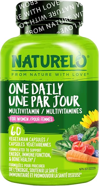 NATURELO One Daily Multivitamin for Women w/Vitamin B12, 60 Ct, Energy Support, Whole Food Daily Women Multivitamin Supplement, Nourish Hair/Skin/Nail, Non-GMO, No Soy, Gluten Free, 2 Month Supply