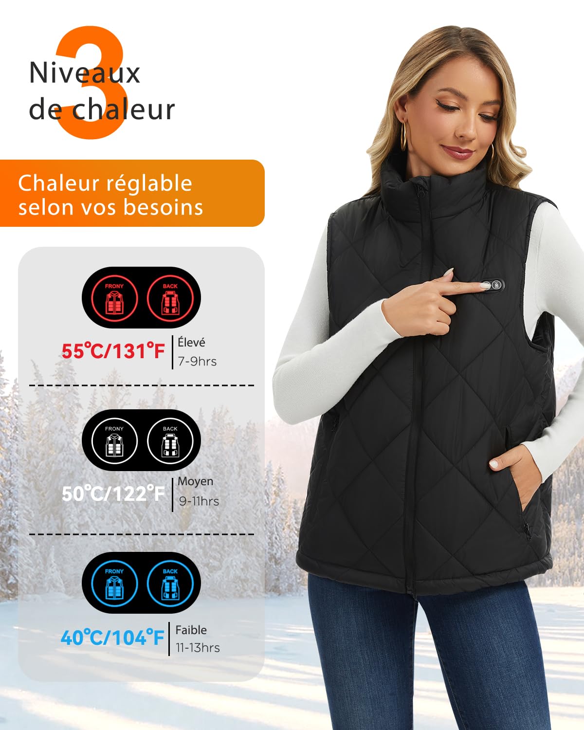 Buba Toys Gilet Chauffant Homme Femme avec Batterie 20000mAh, 21 Zones Chauffantes, 3 Niveaux de Température, Chauffage Rapide, Lavable USB, Gilet Chauffant Hiver Confortable