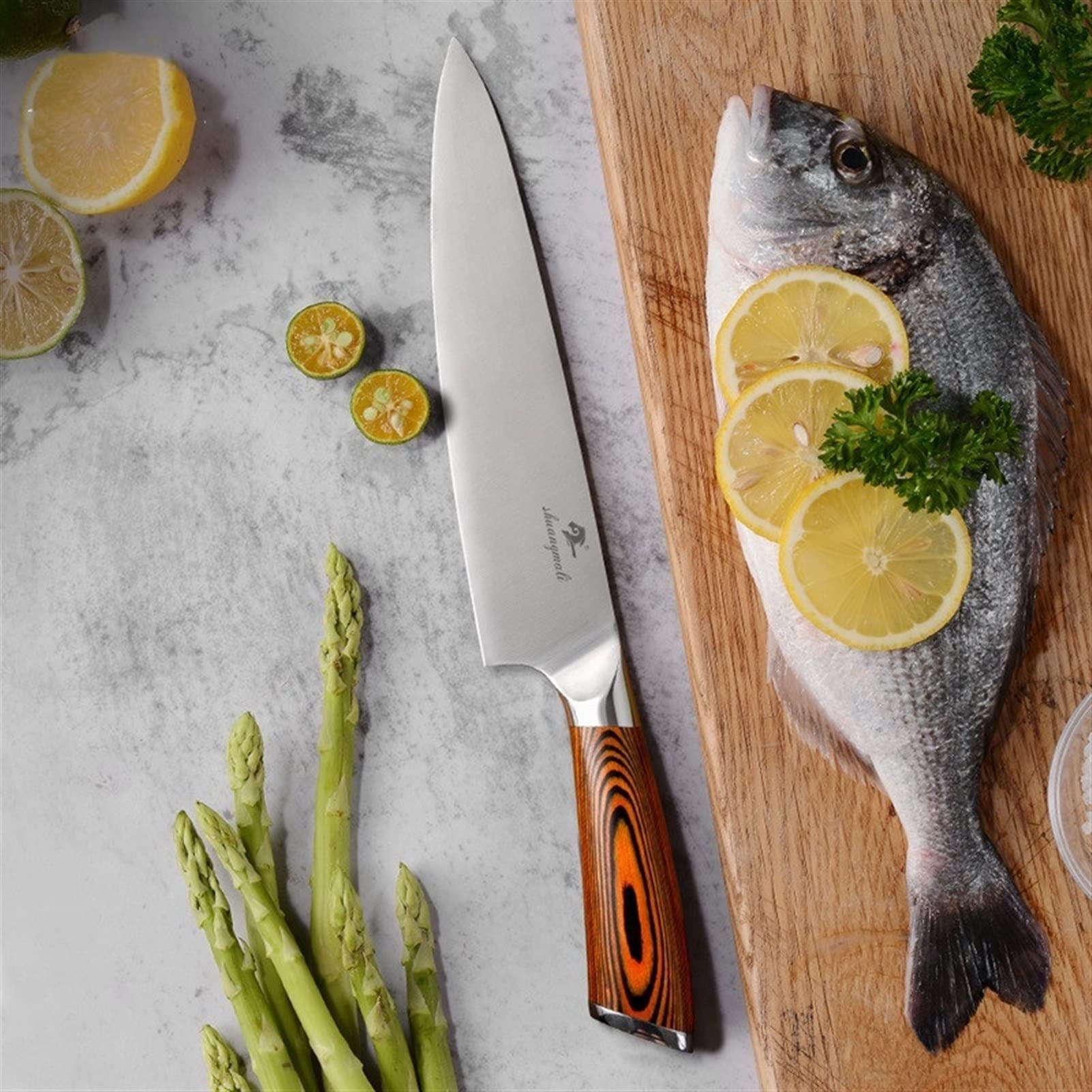 8 "Küchenchef Messer 5cr10 Edelstahl Schneidmesser Holz Griff Utility Kochen Kochkleber Fleischfilet Chefmesser Küchenmesser (Color : HP-HP-C1033, Kitchen Knife Size : 8 inch)