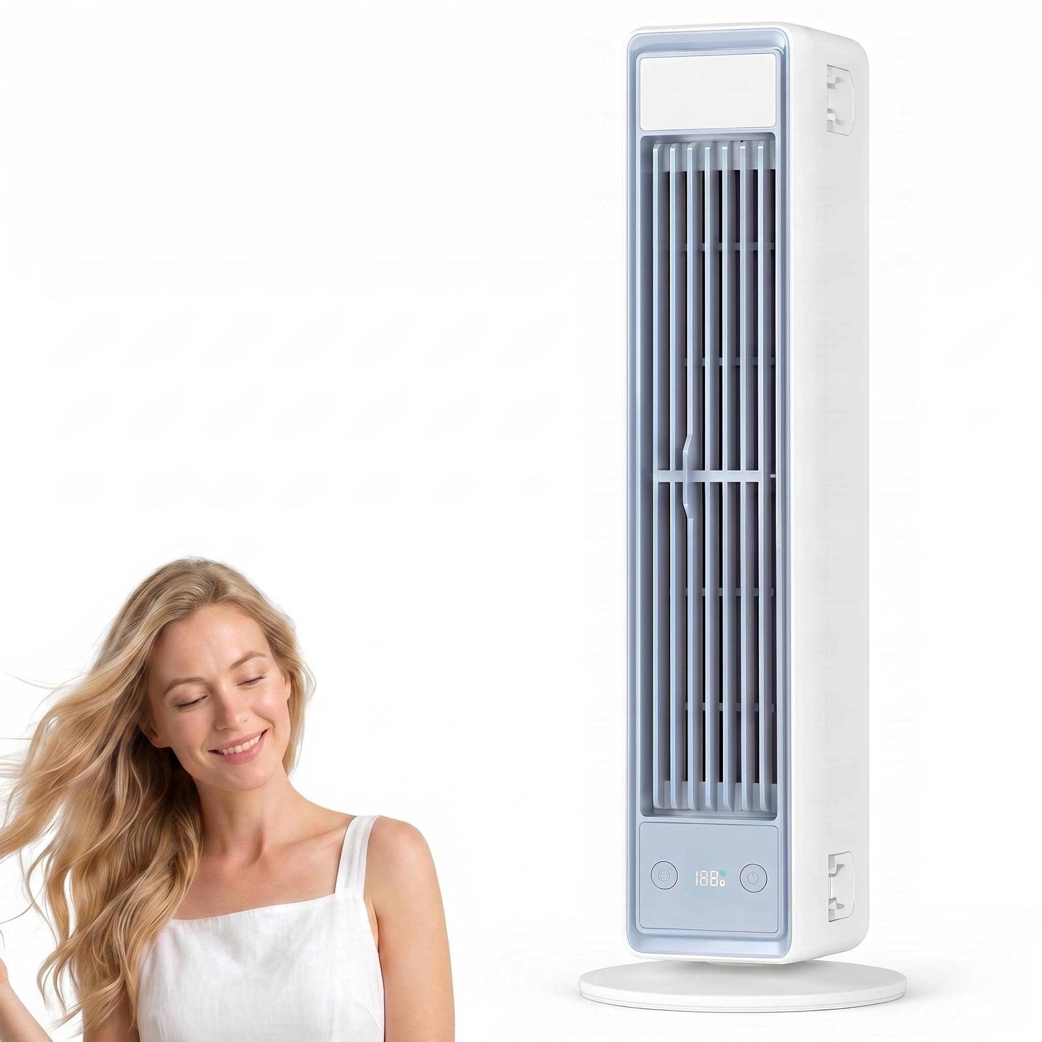 BreezaMax Air Kühlkönig, Airzuma Portable, Polar Breeze–BreezaMax Mini Cooling Ace, Leise & Energieeffizient, 3 Geschwindigkeiten, Bladeless Design, Perfekt für Büro, Schlafzimmer & Zuhause (Weiß)