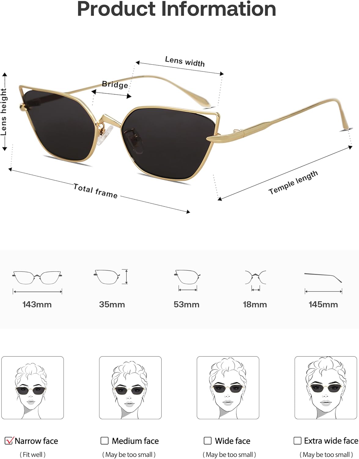 SOJOS Small Cateye Sunglasses Fashion Narrow Fun Designer Sun Glasses SJ1127A - Image 4