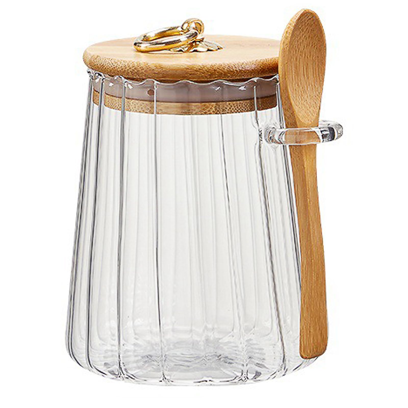 MUAMAX Glass StorageJar with Airtight Lids and Spoon 700ML/24oZ,Airtight Storage Jar,Petal Decorative Jar with Sealed Lid,Tea Coffee Sugar Canister,Candy Cookie Storage Container
