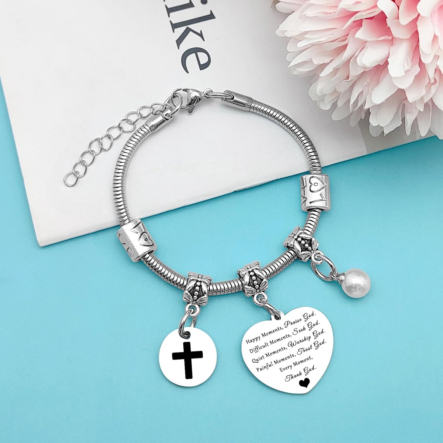 Christian Gifts for Women Faith Bracelet Inspirational Gifts for Women Christian Women Gifts Religious Gifts for Daughter Christian Birthday Gifts for Her First Communion Gifts for Easter Christmas - Image 3