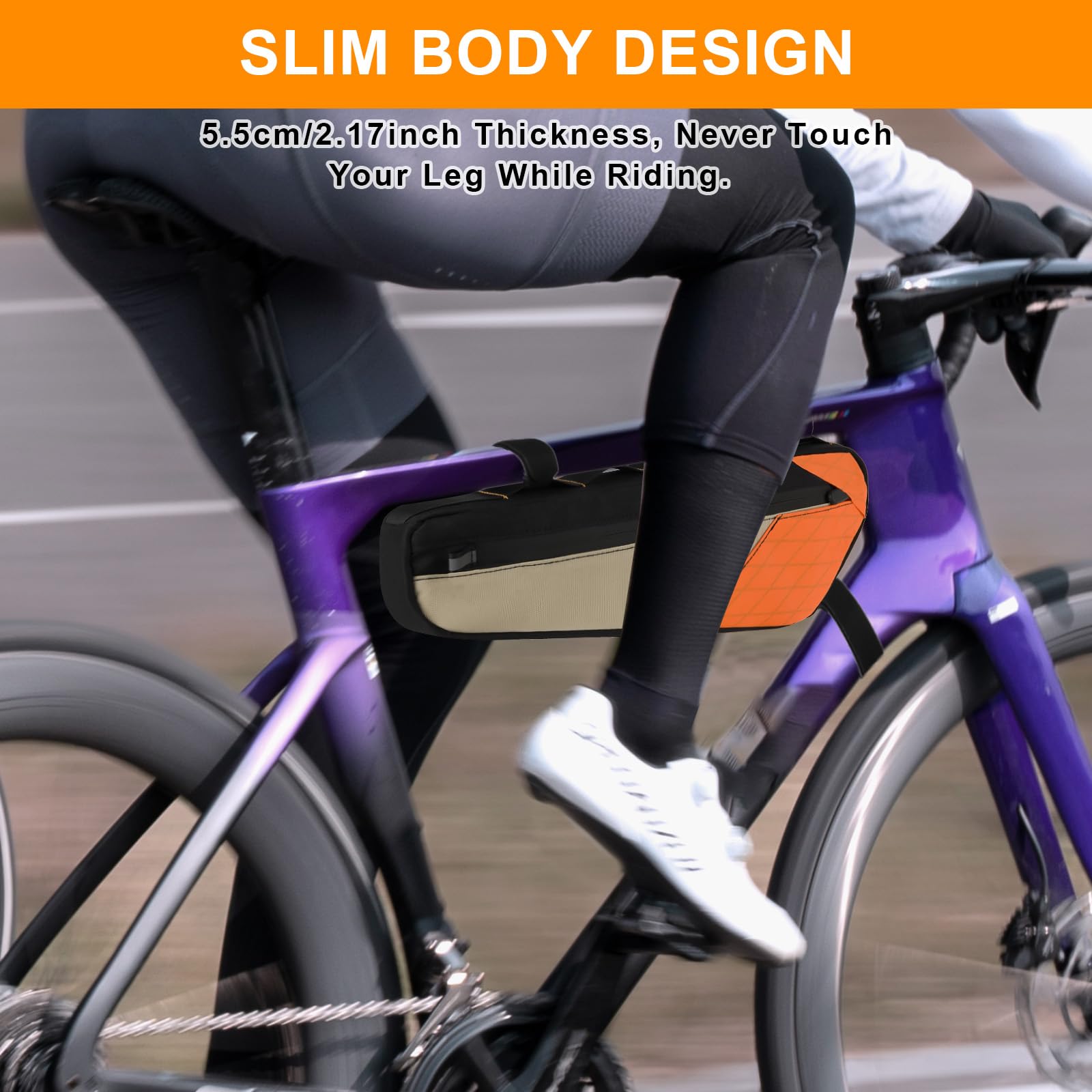 Borsa Bici Telaio Borse Tubo Centrale per Bicicletta MTB Impermeabile con Strisce Riflettenti Grande Capacità ca. 2.5L per Porta Attrezzi Bici da Corsa Accessori Lucchetto 380*115*55mm(verde)