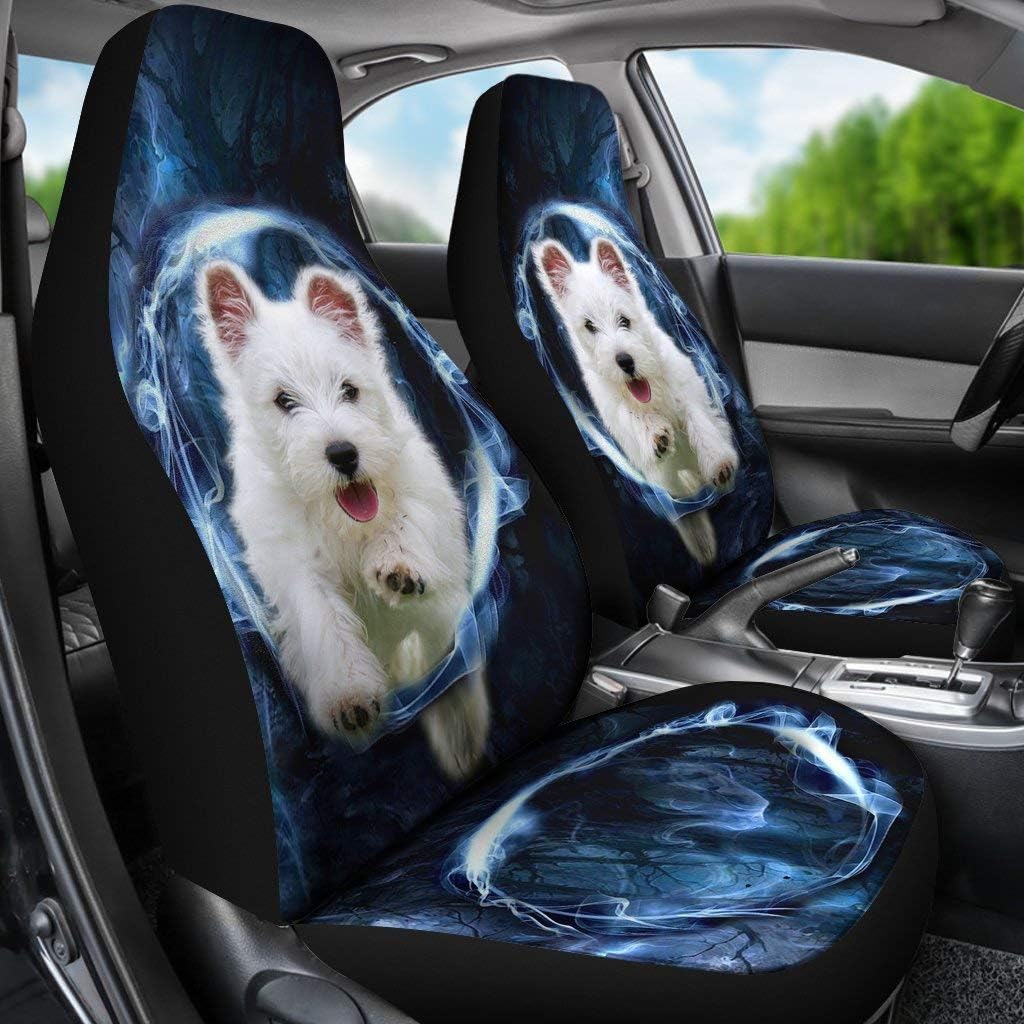 West Highland White Terrier On Blue Print Car Seat Covers