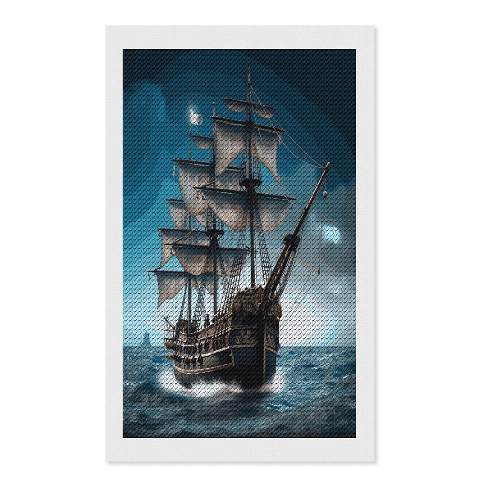 FekiLoot Pirate Ship Diamond Painting Kits for Beginners DIY Diamond Art Kits for Adults Full Drill Round Diamond Dot Gem Art Painting Fun DIY Crafts for Home Kitchen Wall Decor Gift 12"x20"