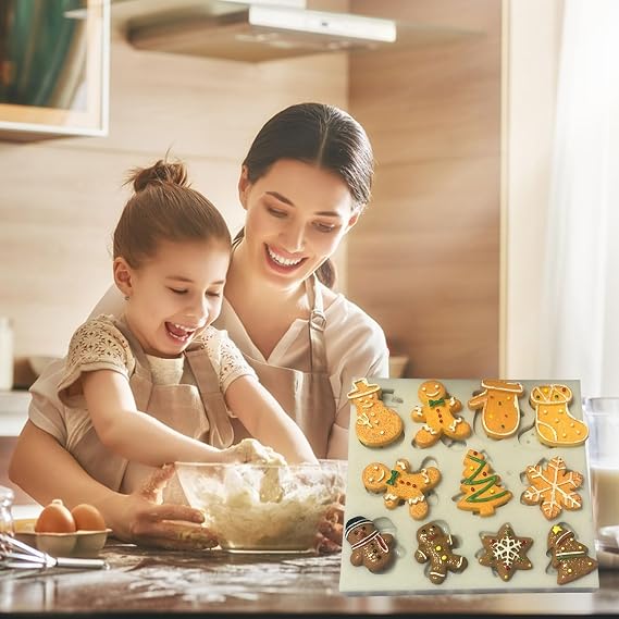 1 Pcs Christmas Silicone Molds Gingerbread Tree Glove Socks Star Chocolate Mold No-Stick Silicone Molds for Baking Jello Molds Cake Jello Cookie Soap Candy Making Supplies
