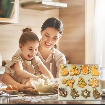 1 Pcs Christmas Silicone Molds Gingerbread Tree Glove Socks Star Chocolate Mold No-Stick Silicone Molds for Baking Jello Molds Cake Jello Cookie Soap Candy Making Supplies