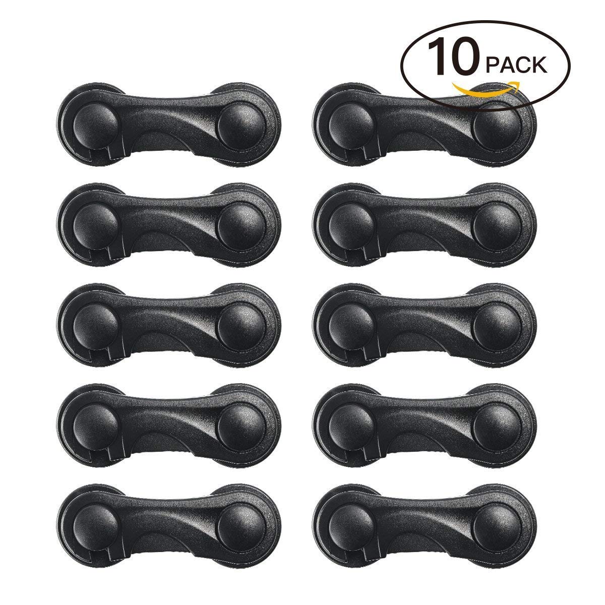 Sécurité Placard Enfant 10 Pièces, Protection Bébé Porte Placard Fenêtre Réfrigérateur Tiroir, Adhésif Fort Sans Perçage, Durable Meubles Cuisine Noir