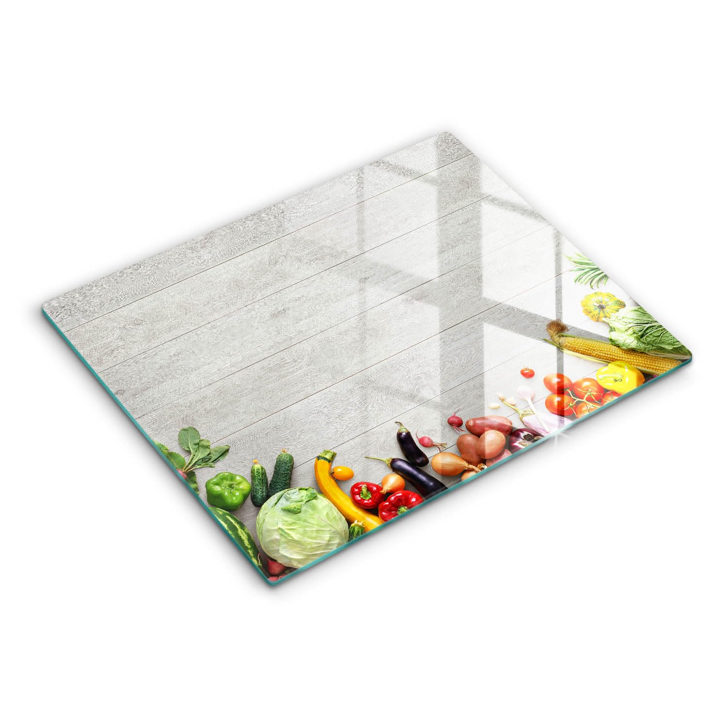 Plaque de protection induction 52x40cm Wallfluent avec décor légumes pour cuisine