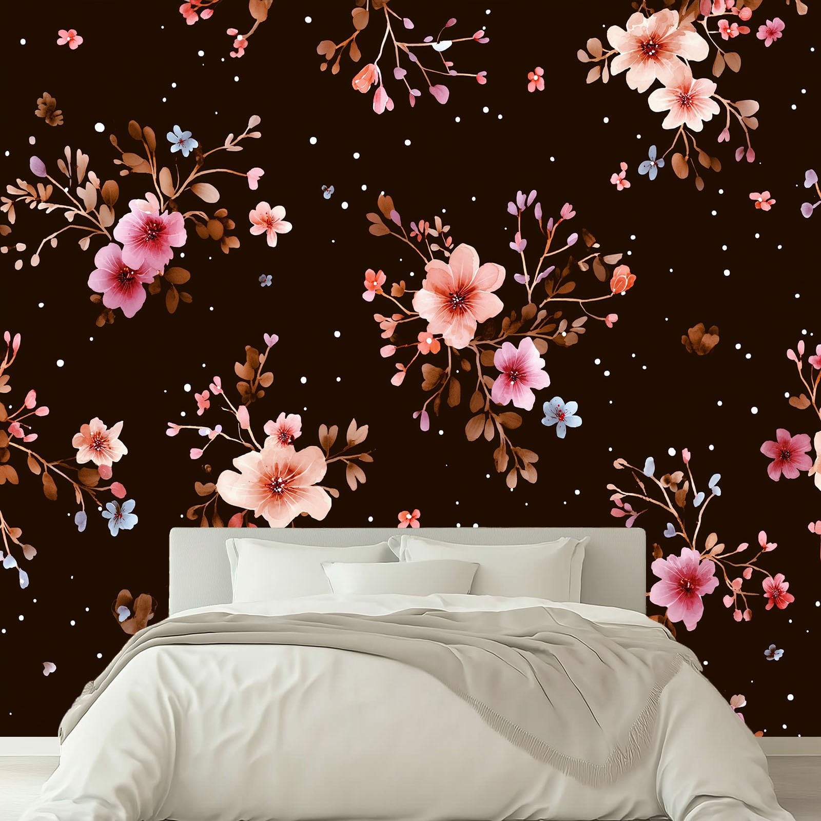 Panoramiczna tapeta w stylu vintage, kwiatowy szampański, z nadrukiem, 200 x 140 cm, czarna tapeta z włókniny z efektem 3D, dekoracja ścienna do salonu i pokoju dziecięcego, gobelin fotograficzny XL
