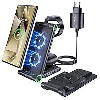 Stazione Ricarica per Samsung, MANKIW Pieghevole 3 in 1 Base Ricarica Wireless per