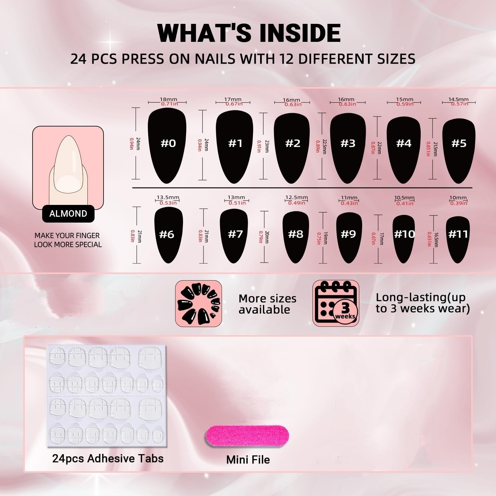 24 Press On Nails Feelhigh Nail Tips Natural Reusable Stick on Nails, Salon Like Jelly Glue on False Nails for Women Girls Fake Nails Kit- in 12 Sizes (24)
