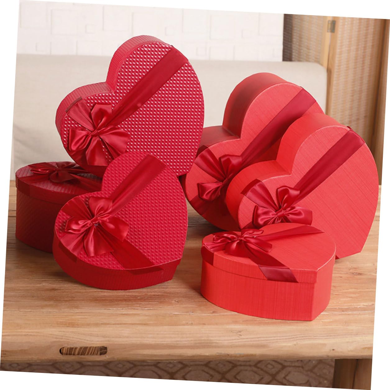 Parliky 3 Stück Geschenkbox Herzform Valentinstag Aufbewahrungsbox Rot mit Deckel Bonbonschachtel für Geschenkverpackung und Dekoration