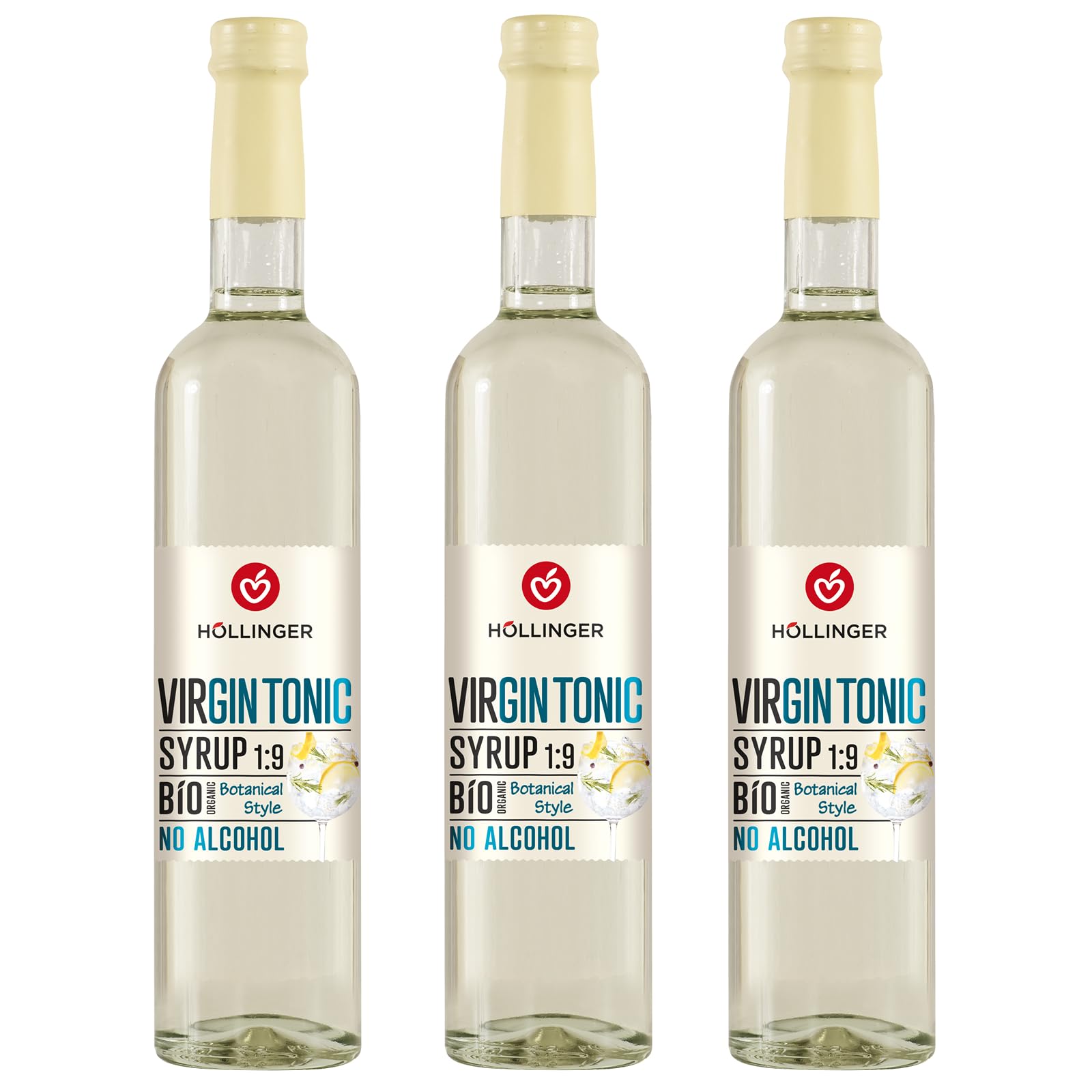 Höllinger sirop à cocktail bio Virgin Tonic - Vegan, bouteille en verre 3x500ml - cocktail sans alcool