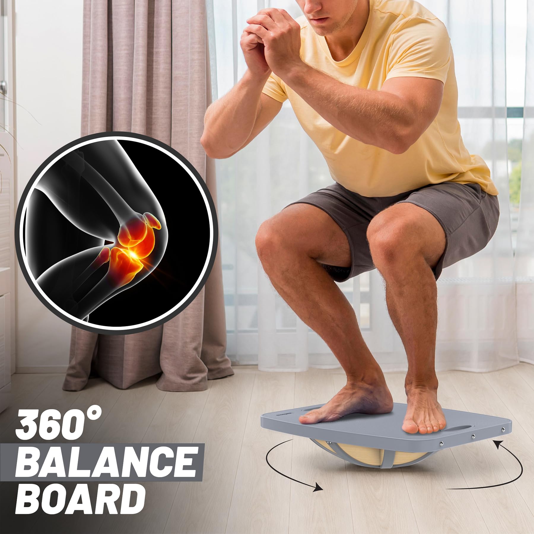 Tavola di equilibrio avanzata in legno, tavola per bilanciamento da tavolo, tavola oscillante da ufficio, per fisioterapia, allenamento fitness veloce e sport all'aria aperta