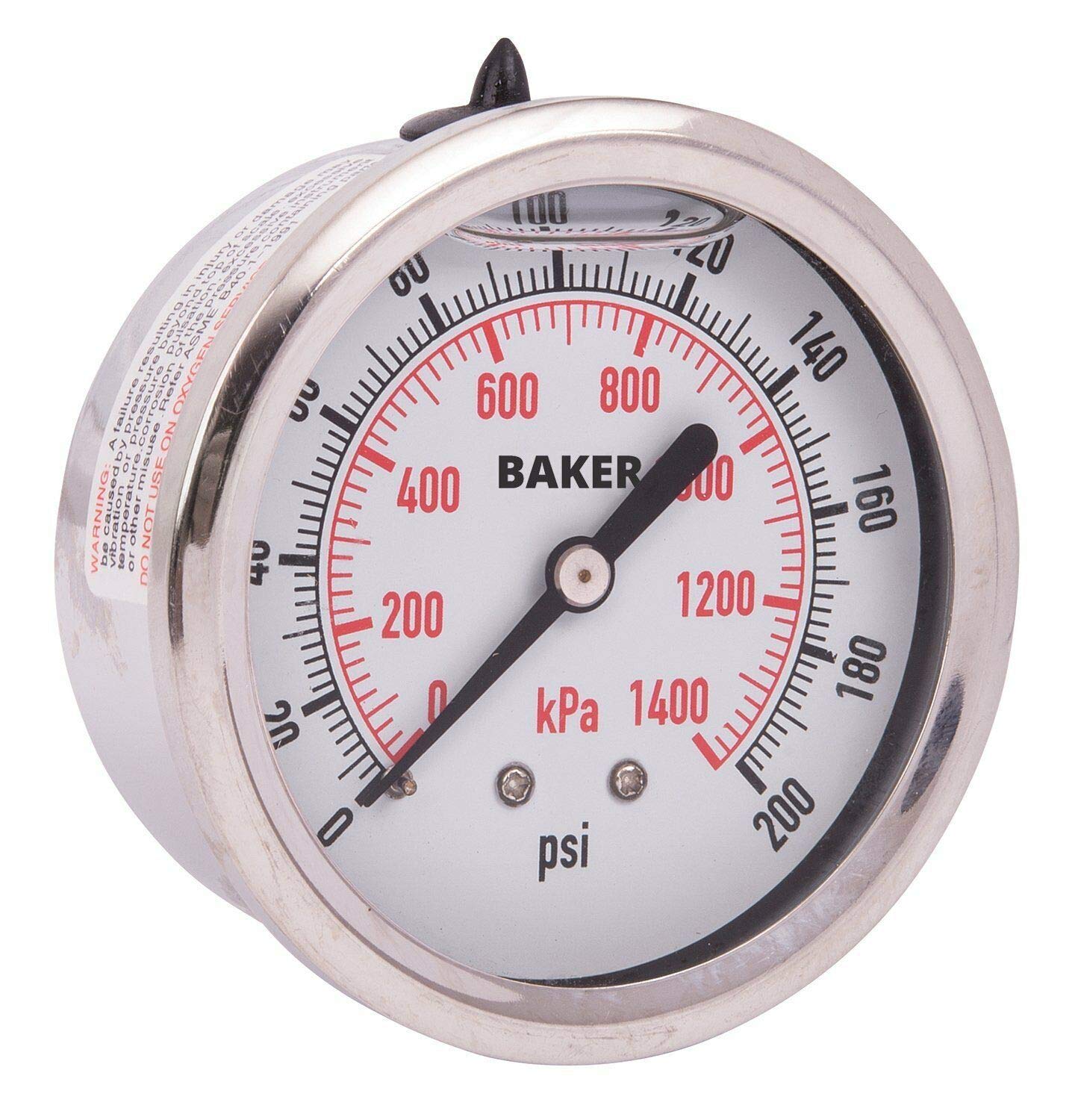 Baker AHNC-200P Pressure Gauge, 0 to 200 psi