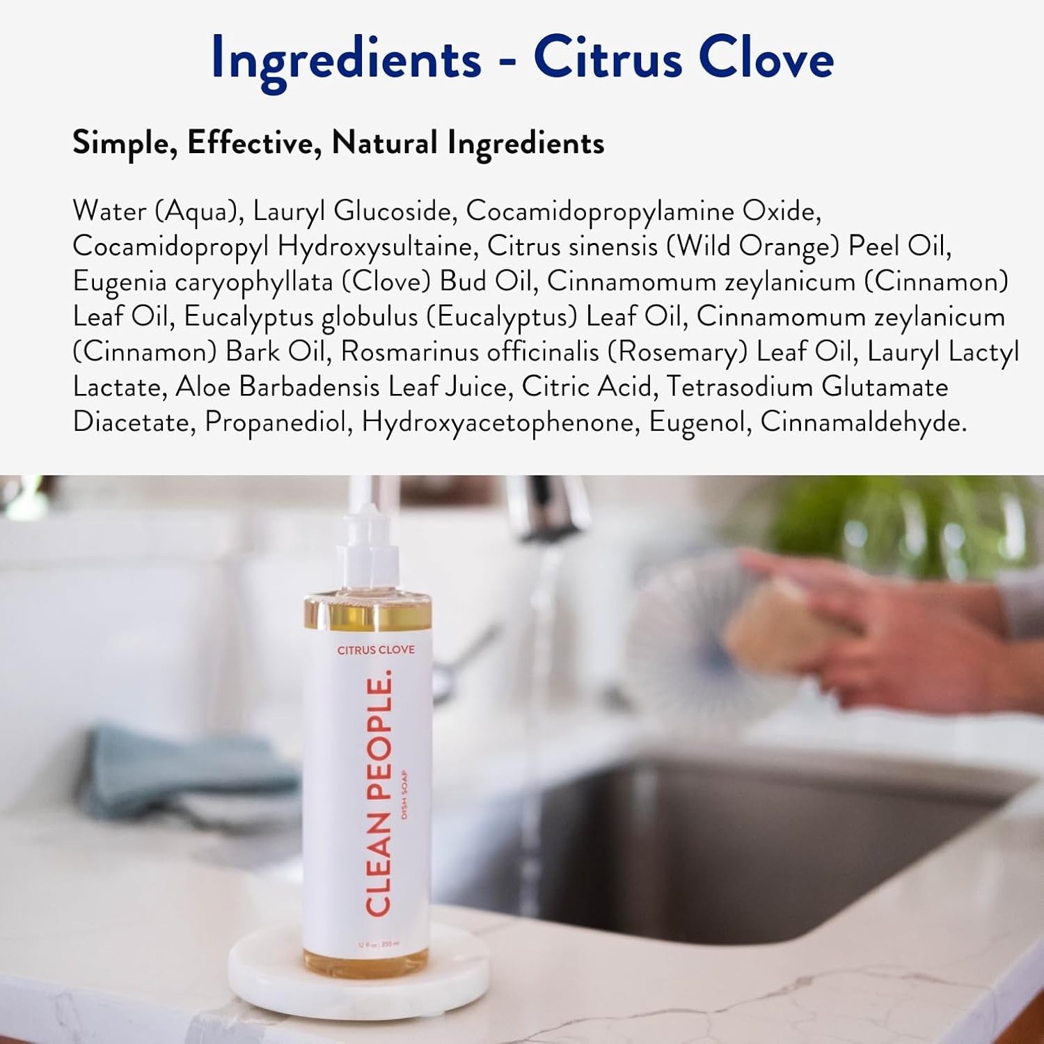 THE CLEAN PEOPLE Liquid Dish Soap - Clean, Simple Ingredients - Extra Scrubbing Power (Citrus Clove Scent) 12 fl. oz (3 Pack) - Image 5