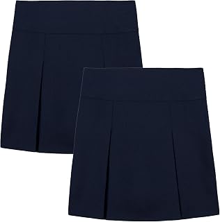 Girls' School Uniform Pull-on Pleated Scooter Skort, 2-Pack
