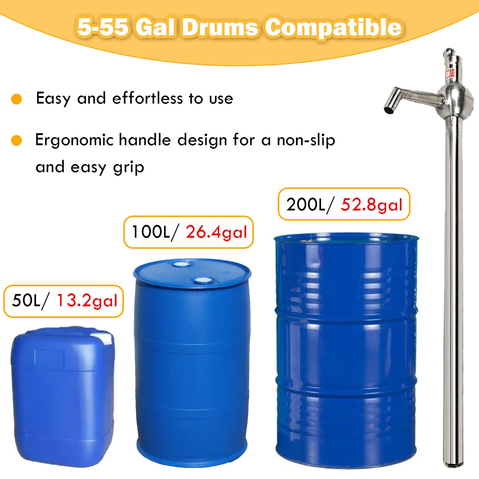 pompa manuale travaso liquidi Pompa Per Fusti Da 200 Litri, Sifone Per Barili Per Impieghi Gravosi/pompa Manuale Per Acqua Potabile, Pompa Per Olio Manuale Leggera Per Agricoltore/meccanico(4 pcs)