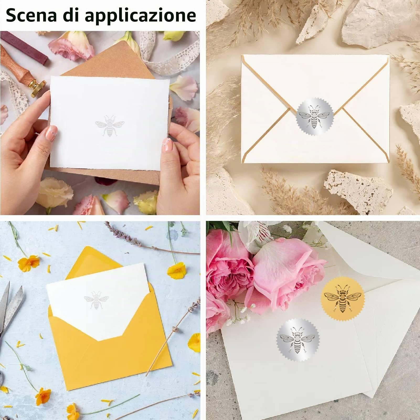 CRASPIRE Timbro in acciaio inox da 1,6 pollici a forma di ape in rilievo per libreria Ex Libris Timbro a mano per insegnanti notai, regali ufficiali di laurea buste inviti