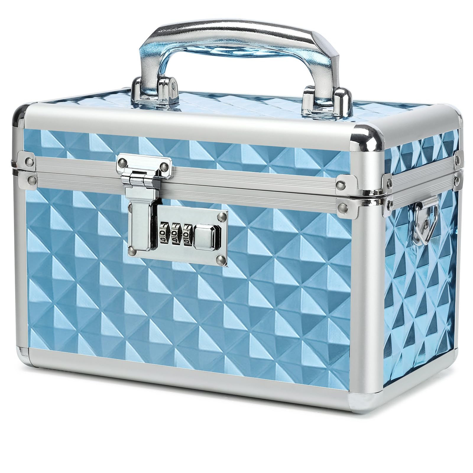Hewei Works Blue Storage Lock Box With Combination Lock, Lockable Medicine Storage Box, Empty First Aid Box, Security Lockbox, Multipurpose Locking Case For Home And Outdoor Use (, Small)