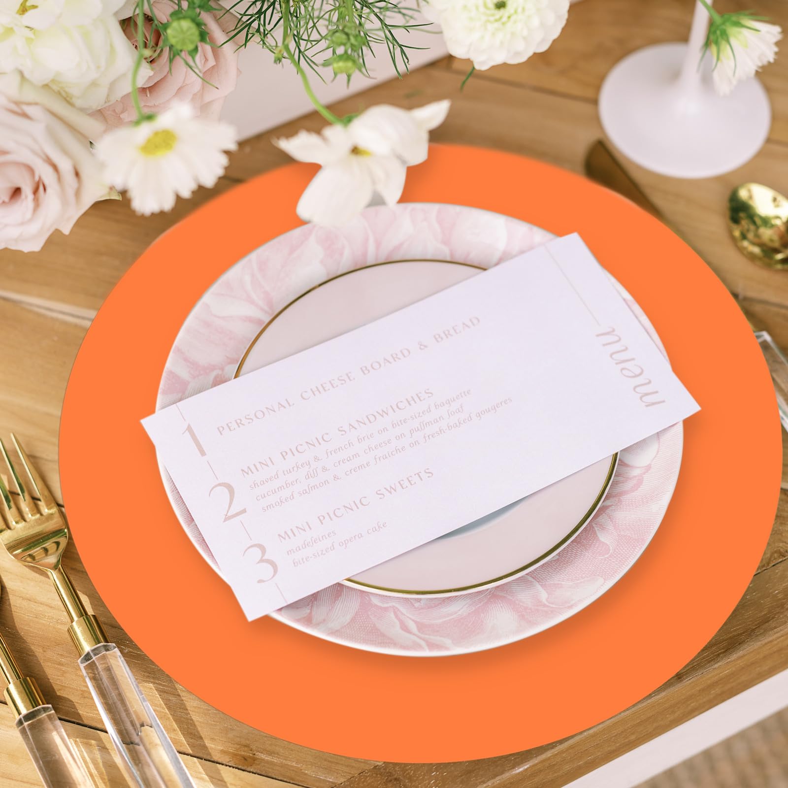 50 manteles individuales de papel naranja de otoño, calabaza, especias, redondos, desechables, manteles individuales decorativos de agradecimiento para suministros de fiesta naranja, decoración del
