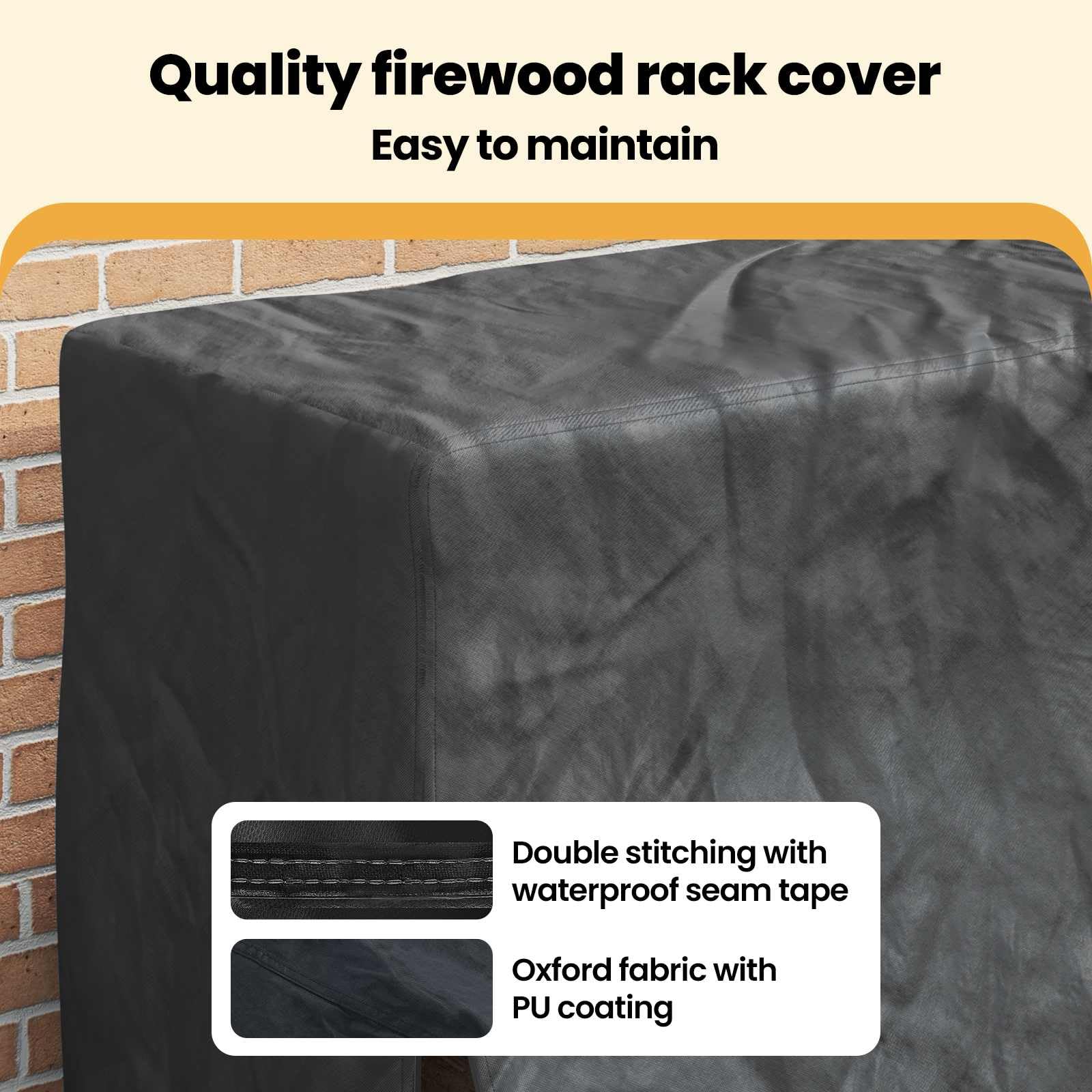 vidaXL Funda para leñero Liso Negro 61 x 122 x 106 cm Tela Oxford 420D, Cubierta Rectangular de Tela Impermeable para jardín y terraza, Minimalista, diseño sin Herramientas, Guarda leña