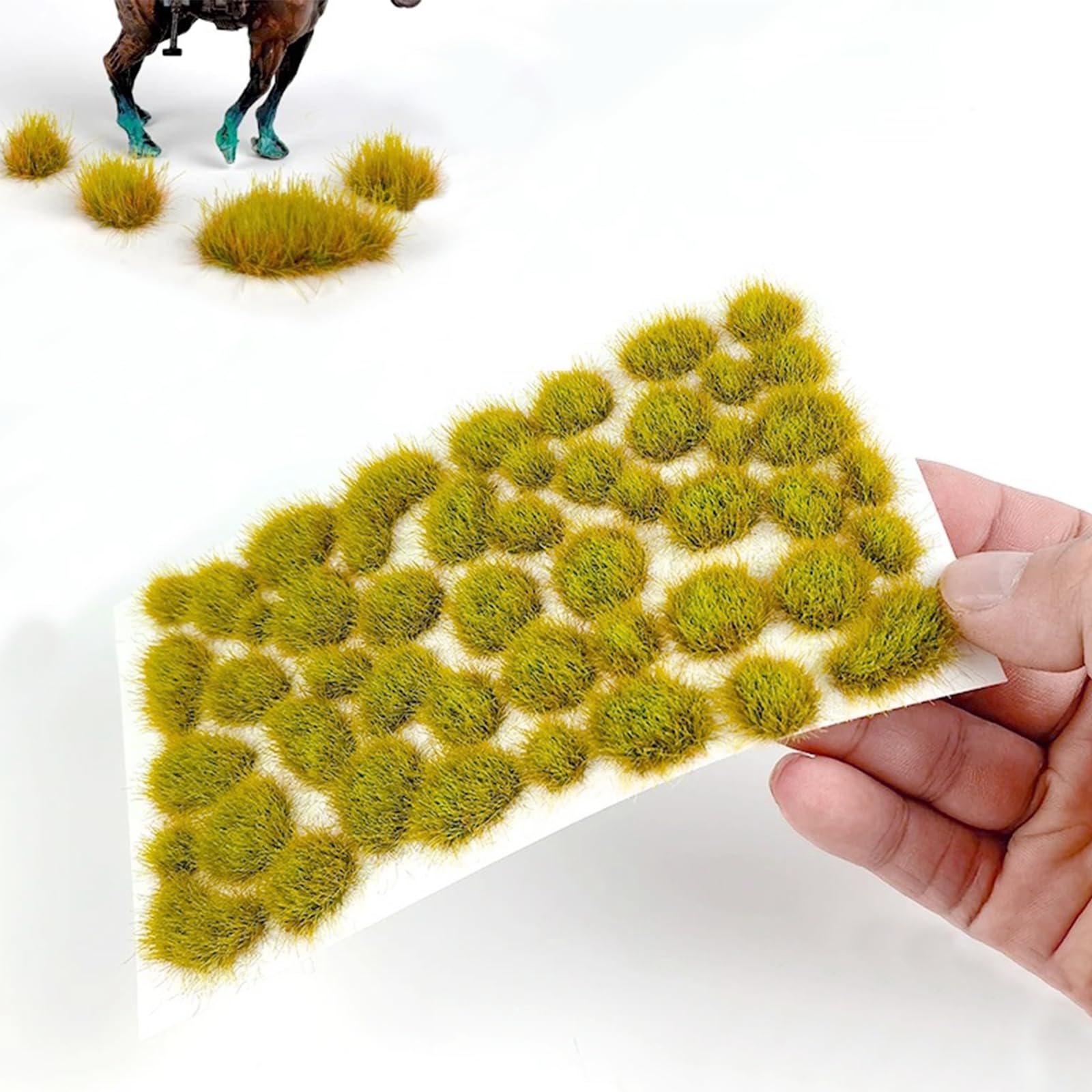 Attuslla 78 PCS Model Grass Tufts 2 Size Static Grass Tuft Yellow Miniature Grass Tuft Railway Artificial Grass Terrain Kit for DIY Model Railway Fairy Garden Diorama Scenery - Image 3