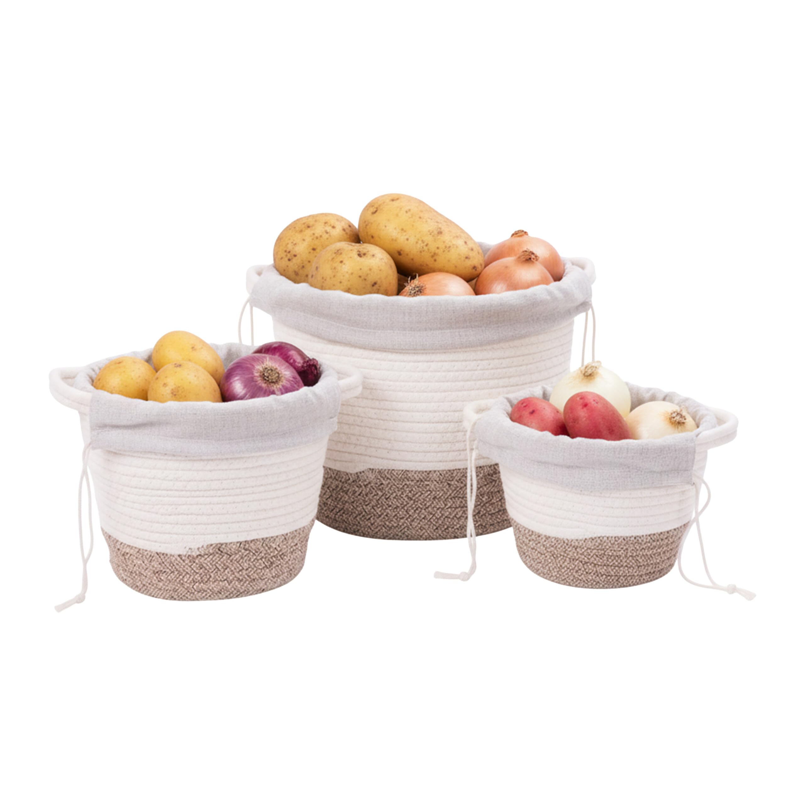 Bolsas de almacenamiento de patatas transpirables con asas set de 3 Relaxdays de tela