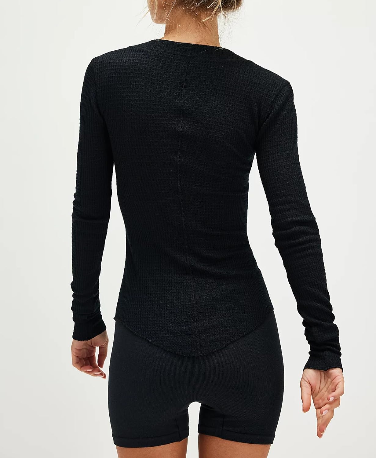 Womens Button Front Closure Fitted Stretchy Long Sleeve Waffle Cardigan Shirts Y2k Going Out Cute Crop Tops - Image 2